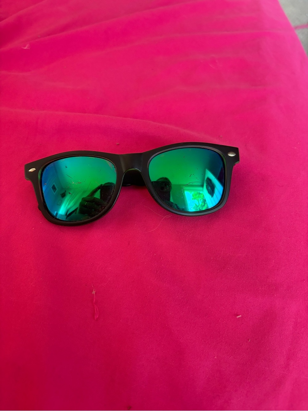 Kids Black Sunglasses with Green Mirror Lenses